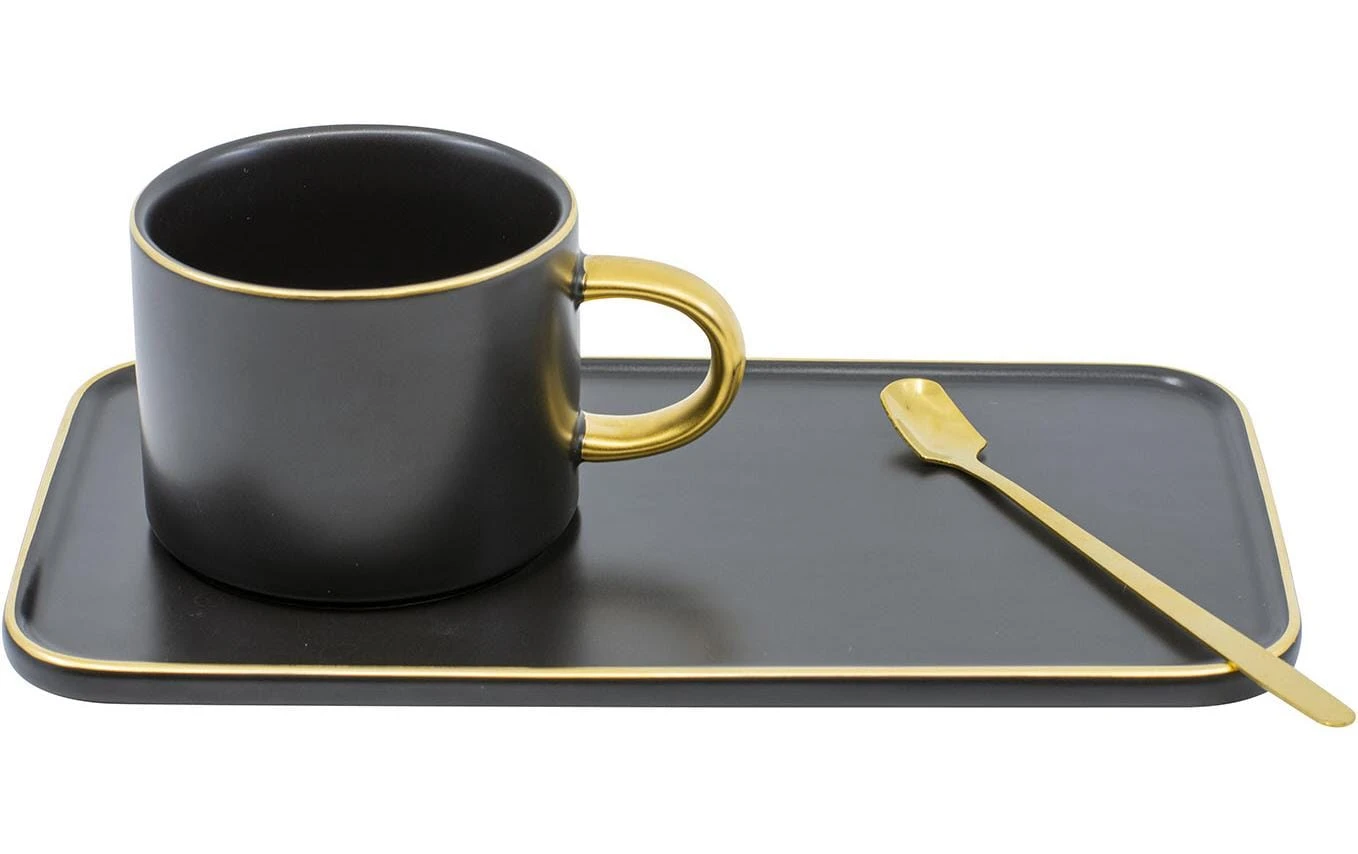 Tasse à café Élégance 200 ml, 1 Pièce/s, 3 pièces, Noir - Tasse Kadastar Tasse à Café Élégance 200 Ml, 1 Pièce/s, 3 Pièces, Noir - Tasse -Paderno Shop unnamed file 1134