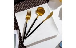 Tatavola Couverts à Emporter Noya 4-parties, Doré/Noir - Set De Couverts -Paderno Shop unnamed file 1971