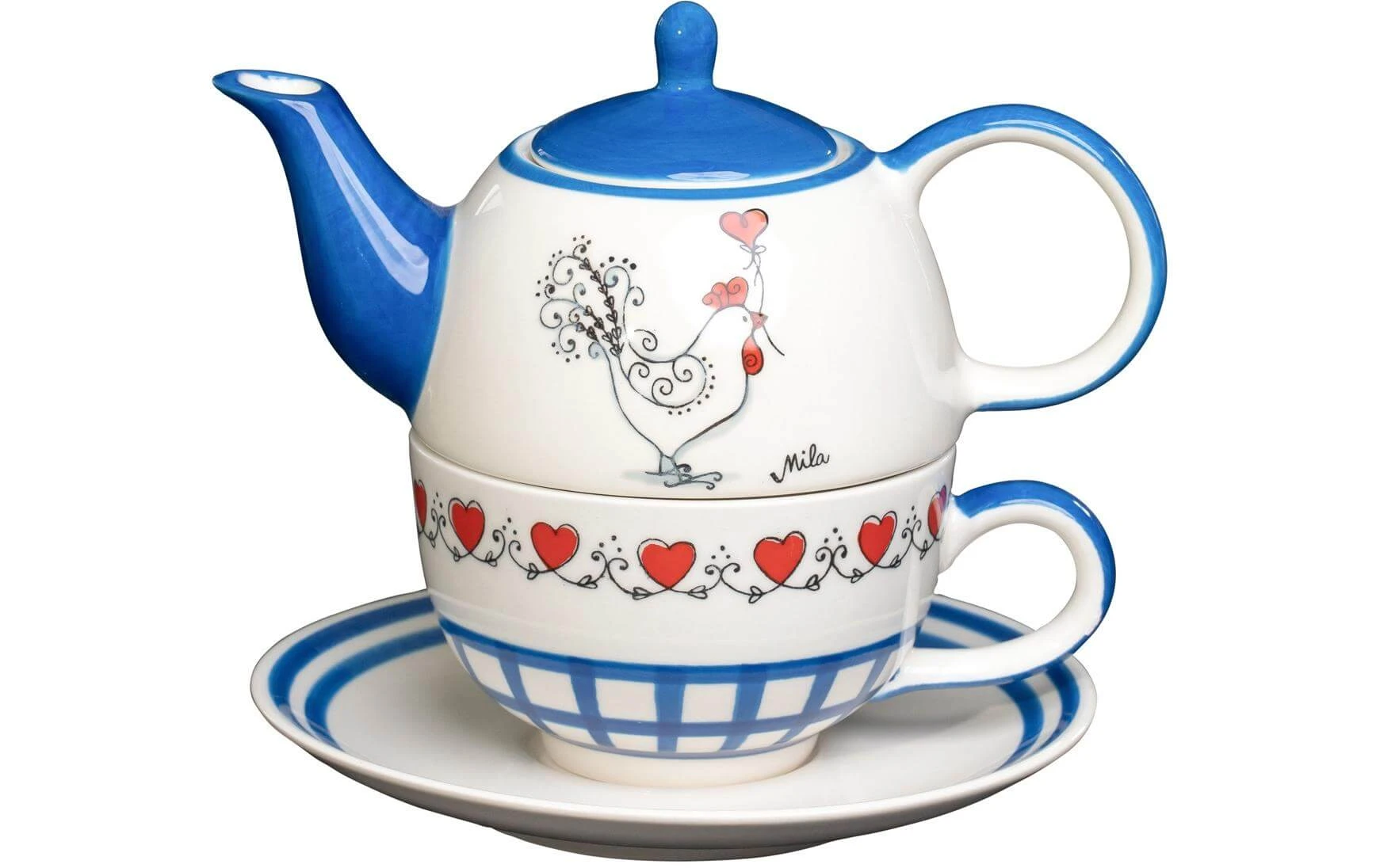 Set de thé Happy Morning 400 ml, 1 Pièce/s, Bleu/Blanc - Tasse Mila Set De Thé Happy Morning 400 Ml, 1 Pièce/s, Bleu/Blanc - Tasse -Paderno Shop unnamed file 2077