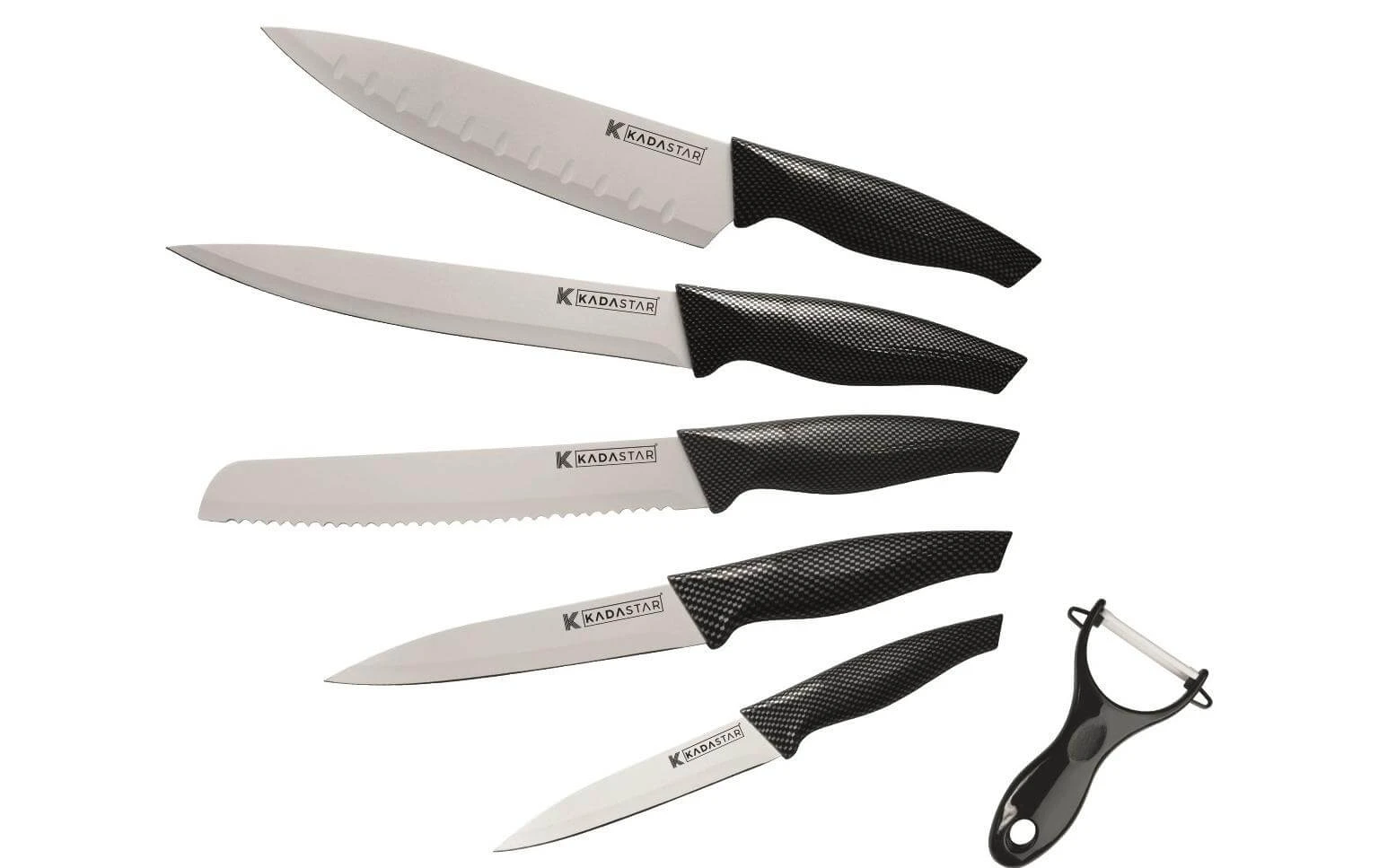 Kadastar Jeux De Couteaux Premium White 6 Pièces, Argenté/Blanc - Couteau De Cuisine 3 Kadastar Jeux De Couteaux Premium White 6 Pièces, Argenté/Blanc - Couteau De Cuisine