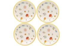 Mila Assiettes Pour Le Petit-déjeuner Et à Dessert Lovely Flowers 4 Pièce/s, Blanc - Plaque