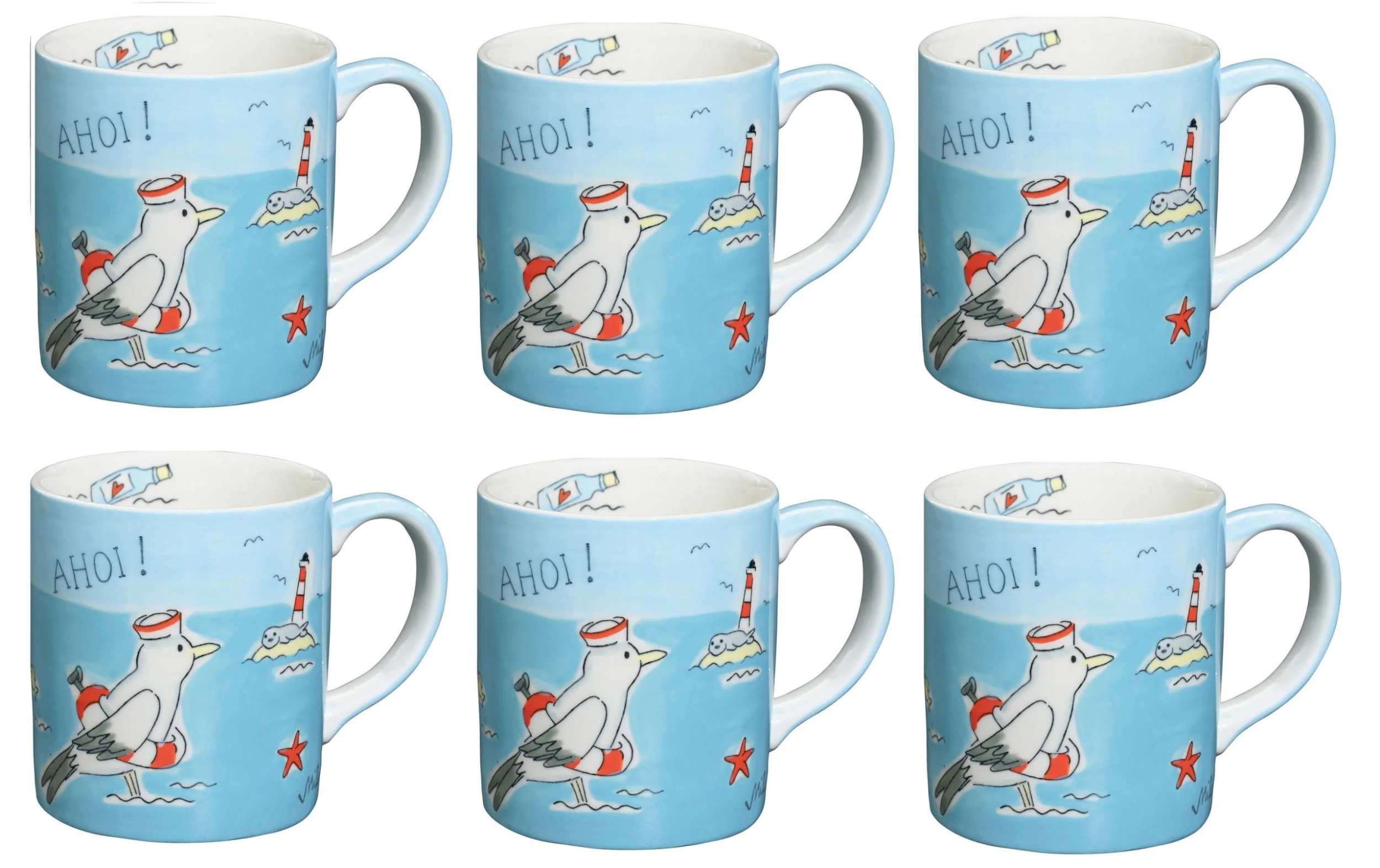 Mila Tasse à Café Ahoi 280 Ml, 6 Pièce/s, Bleu - Tasse 3 Mila Tasse à Café Ahoi 280 Ml, 6 Pièce/s, Bleu - Tasse