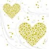 Braun + Company Serviettes En Papier Golden Hearts 33 Cm X 33 Cm, 20 Pièce/s - Serviettes