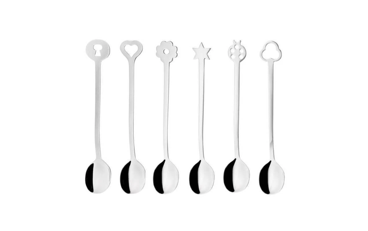 Sambonet Jeux De Cuillères Portafortuna 6-parties, Argenté - Set De Couverts 3 Sambonet Jeux De Cuillères Portafortuna 6-parties, Argenté - Set De Couverts