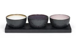 Bitz Plateau De Service Avec Petites Coupelles 4 Pièces, Noir/multicolore - Plat