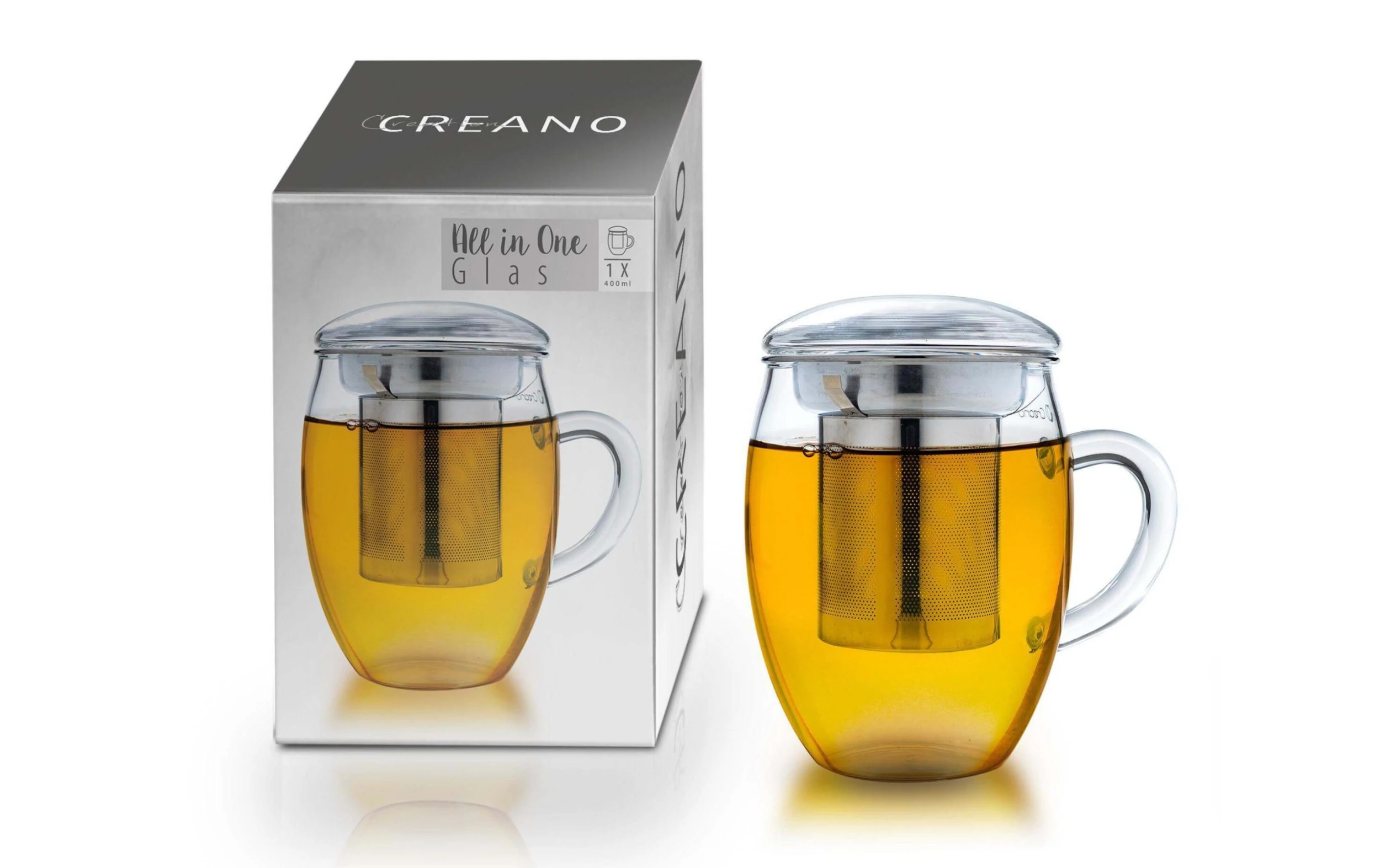 Creano Tasse à Thé All-in-One 400 Ml, 1 Pièce/s, Transparent - Tasse 3 Creano Tasse à Thé All-in-One 400 Ml, 1 Pièce/s, Transparent - Tasse